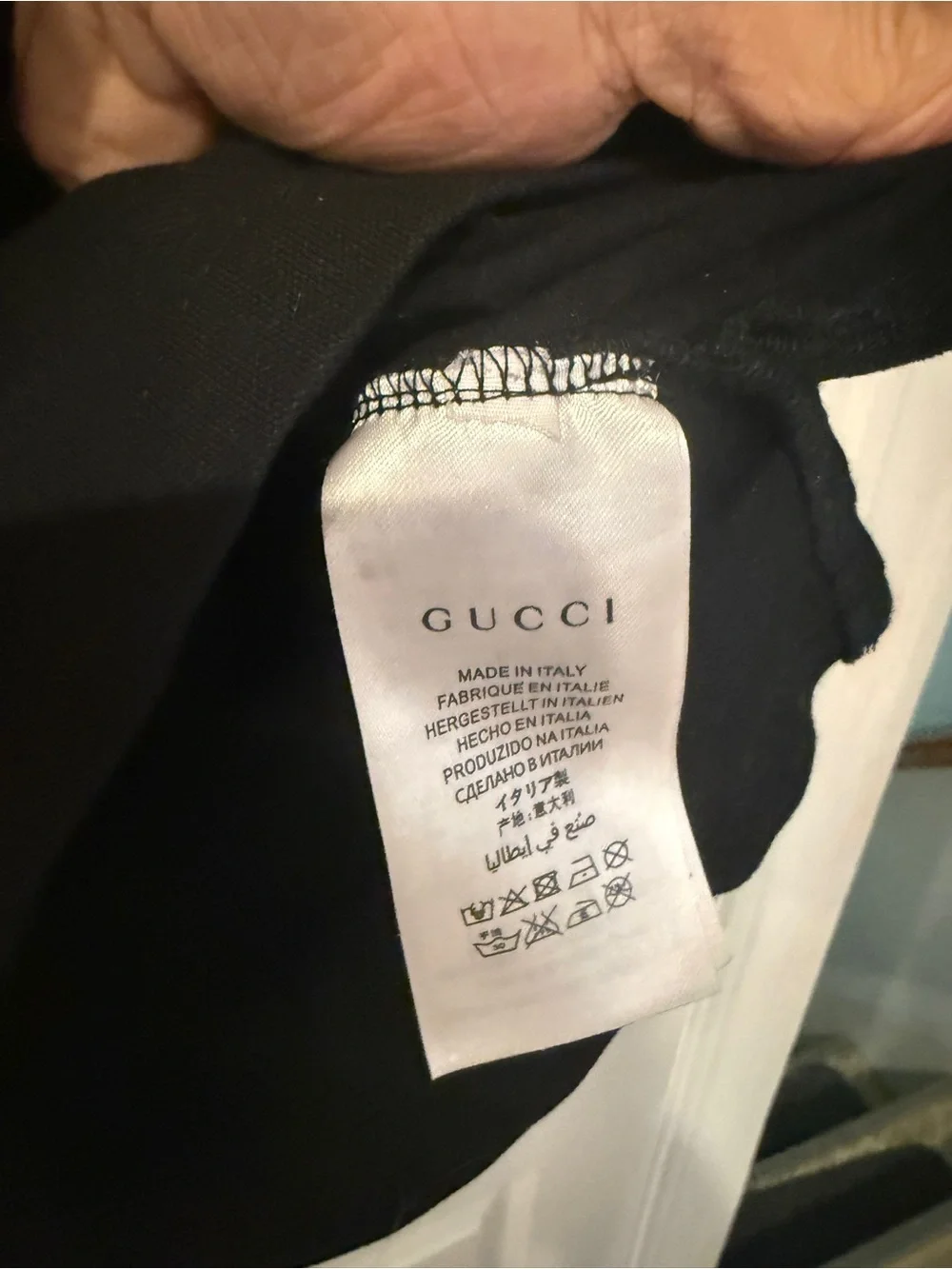 Gucci Black Polo with Beige Contrast Collar and Red Trim